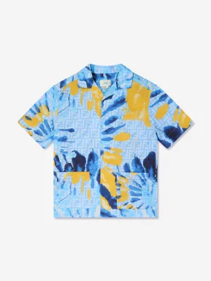 Fendi Boys Tie Dye Shirt in Blau