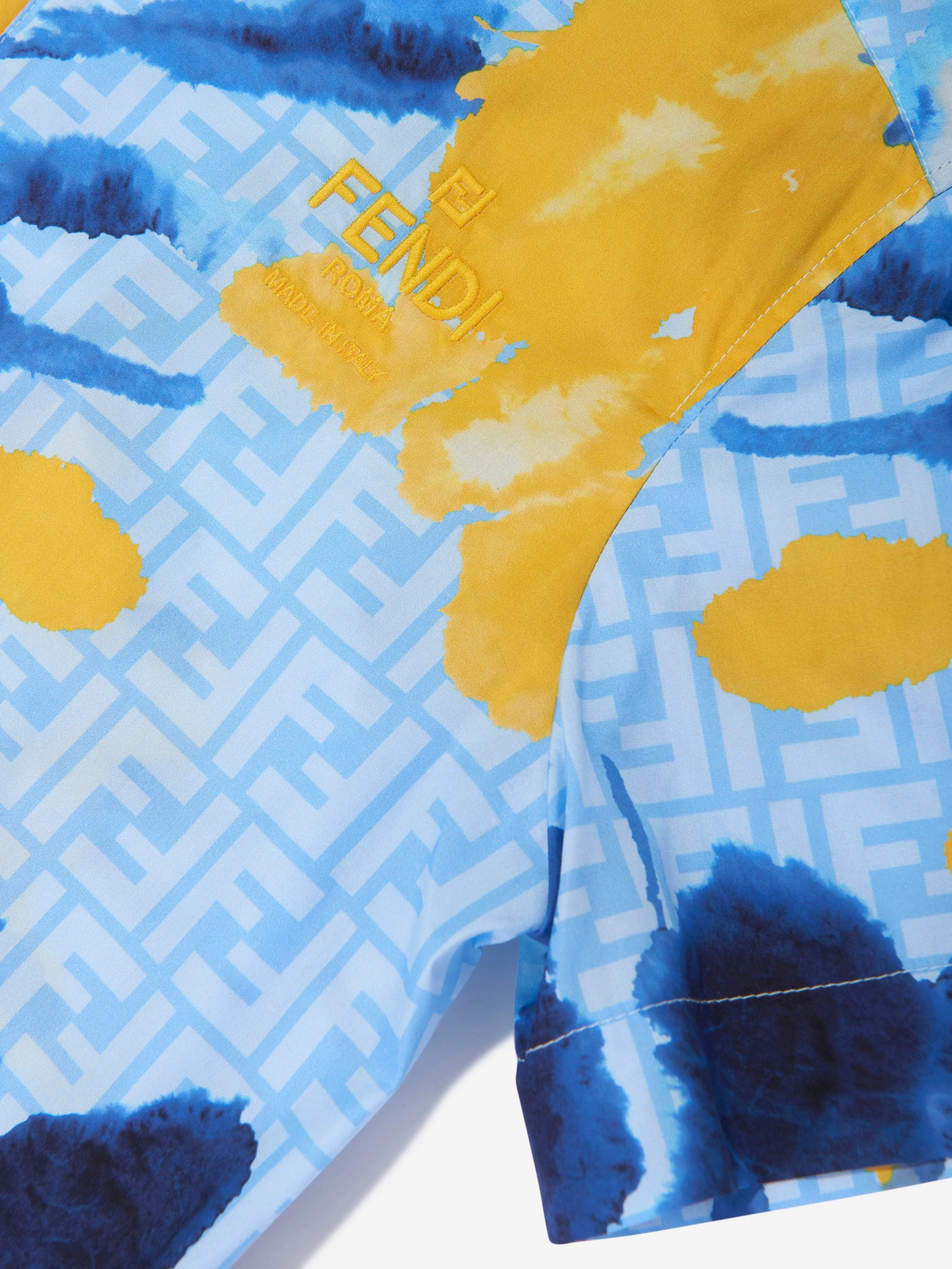 Fendi Boys Tie Dye Shirt in Blau