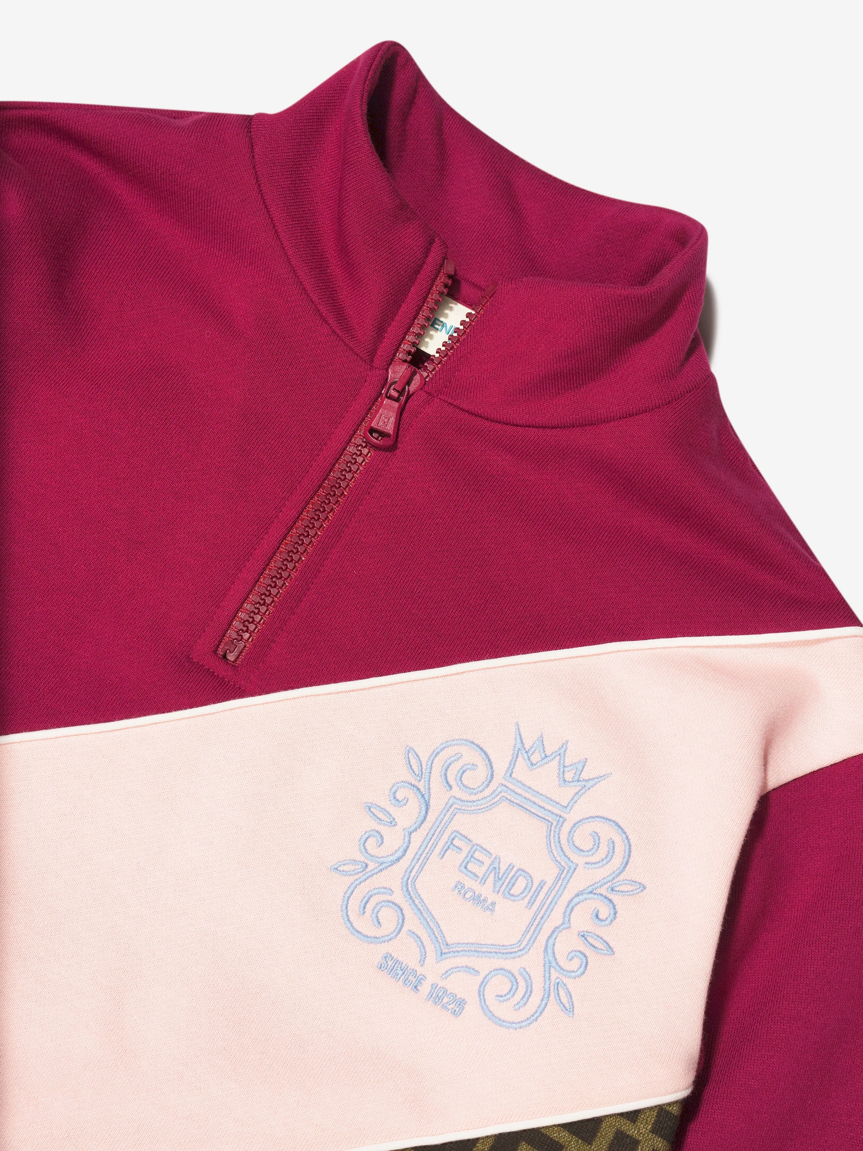 Fendi Girls Halbzip-Logo-Sweatshirt