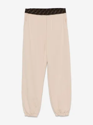 Fendi Kid FF Logo Jogginghose in Beige