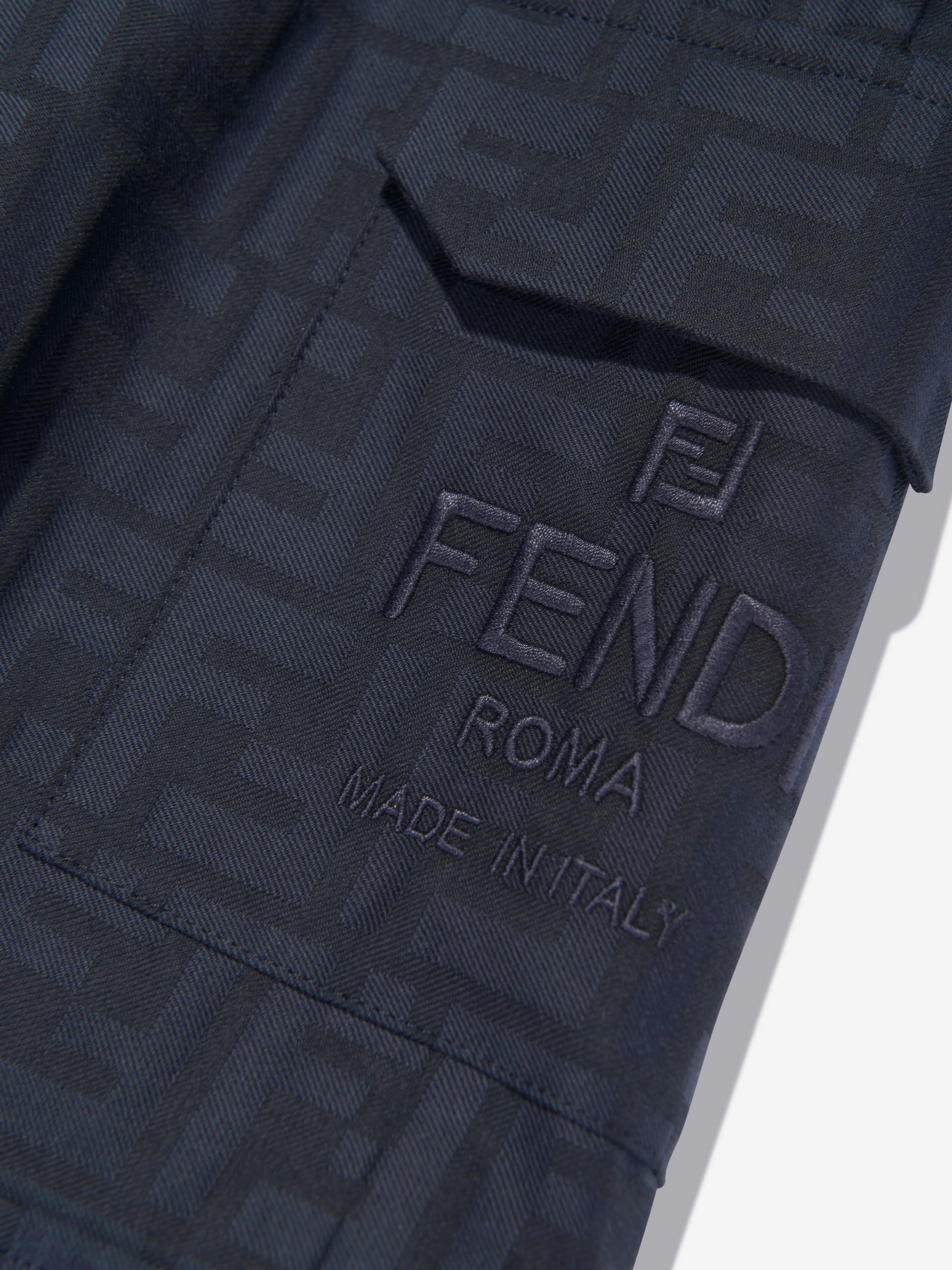 Fendi Kids FF Jacquard Cargo-Hose in Marineblau