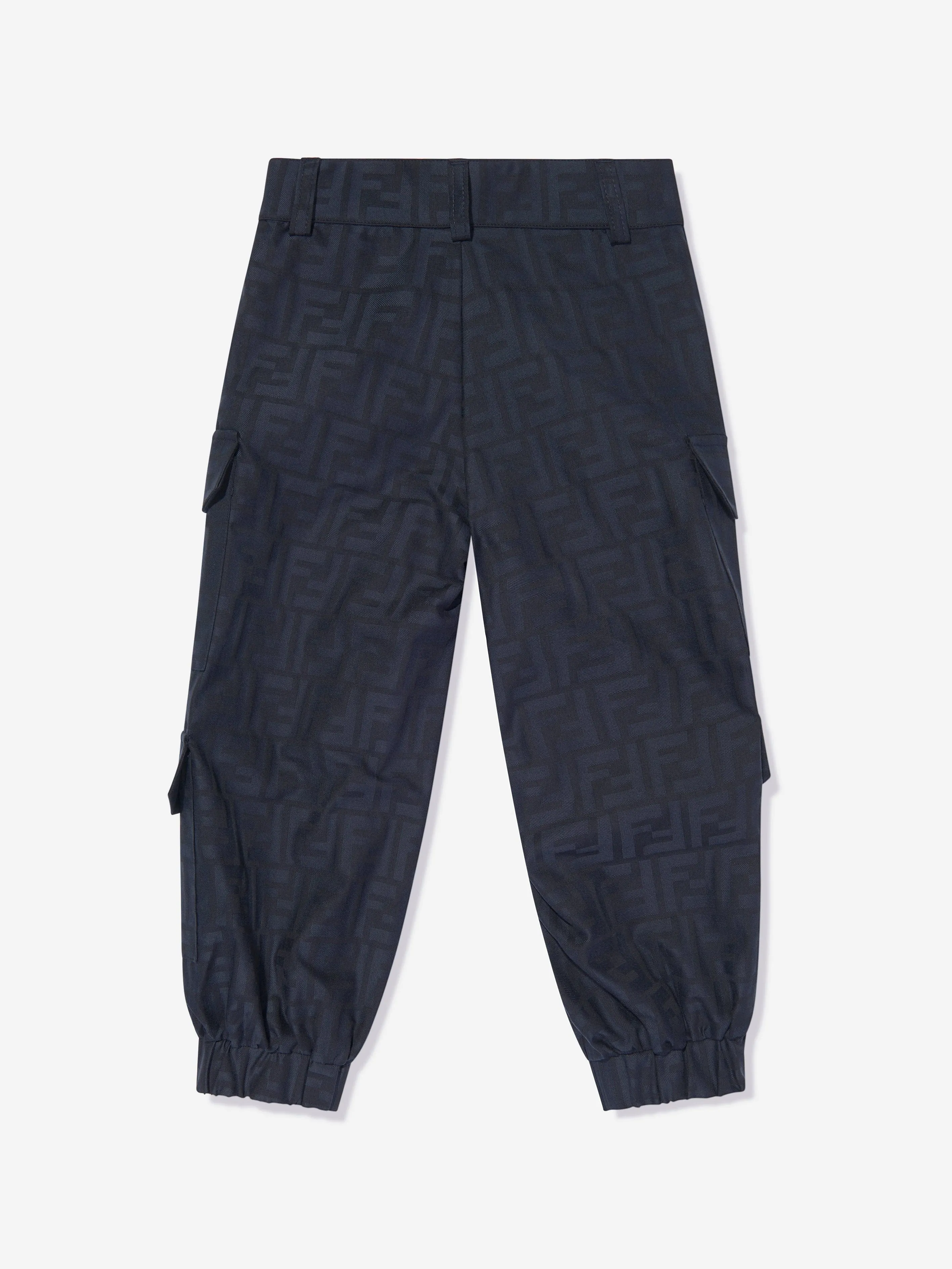 Fendi Kids FF Jacquard Cargo-Hose in Marineblau