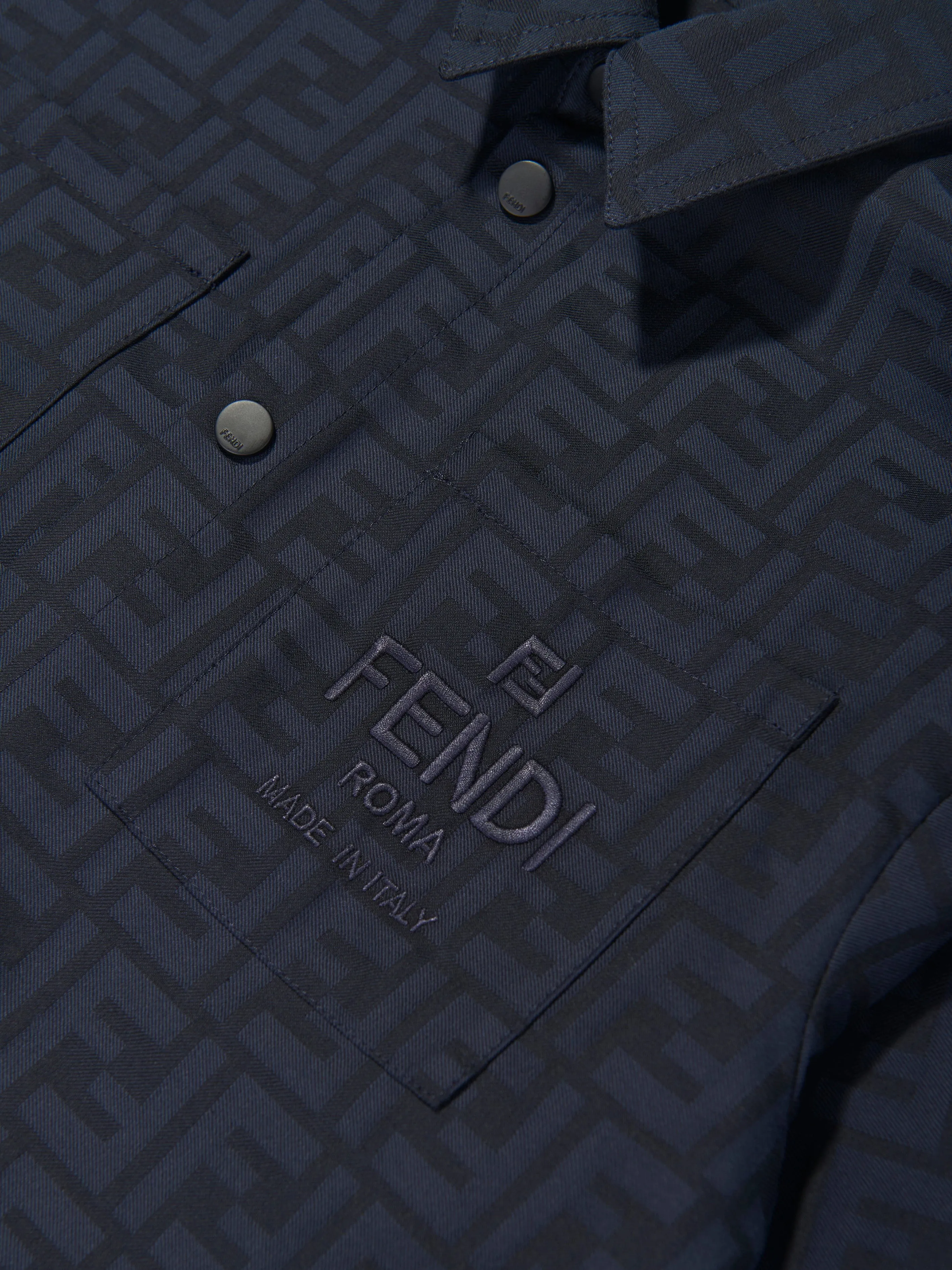 Fendi Kids FF Jacquard-Hemd in Marineblau