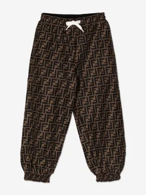 Fendi Kids FF Logo Jogginghose in Braun