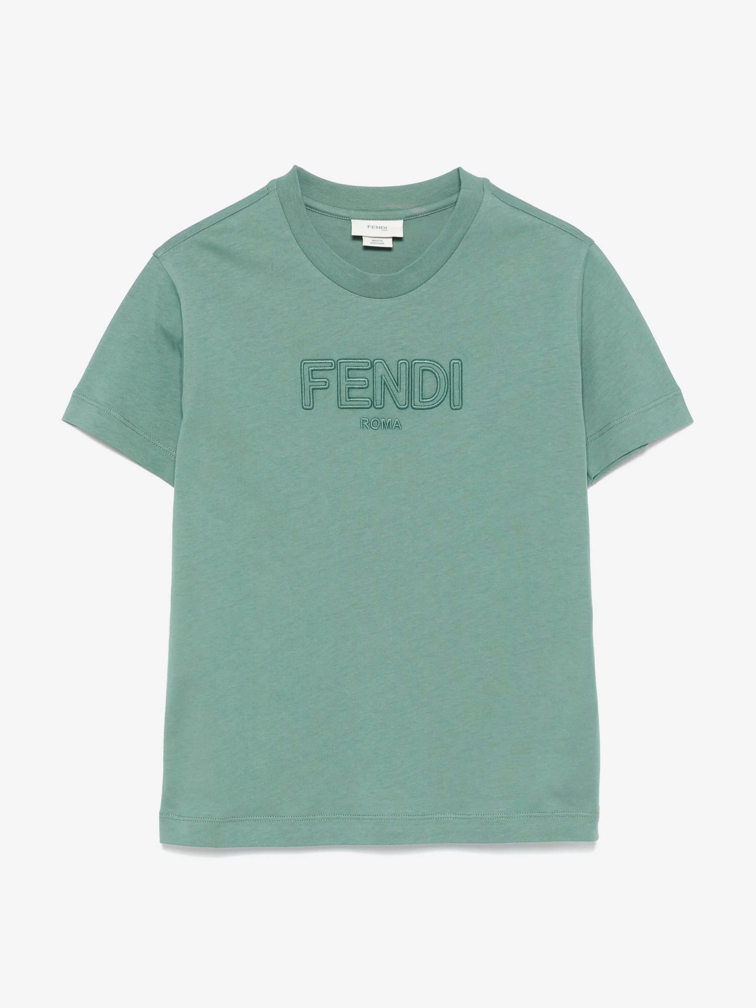 Fendi Kids Logo T-Shirt in Grün