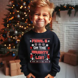 Feral & On The Naughty List Kids Sweatshirt boys fashion clearance