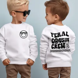 Feral Cousin Crew Front & Back Graphic Sweatshirt girls skirts clearance