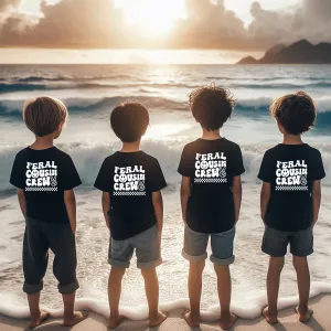 Feral Cousin Crew Front & Back Graphic Tee- Black boys apparel promo code