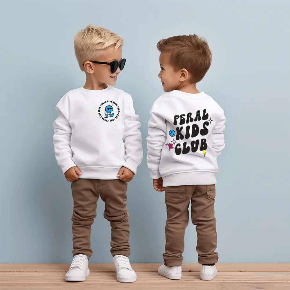 Feral Kids Club Front & Back Graphic Sweatshirt boys fashion clearance