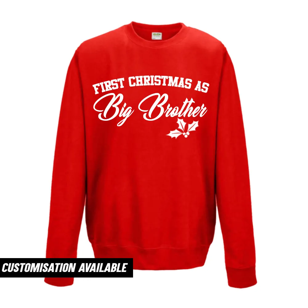 First Christmas As Brother Sweatshirt (MRK X) boys fashion clearance