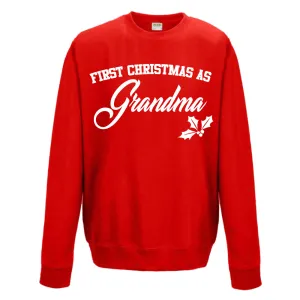 First Christmas As Grandma Classic Script Red Sweatshirt (MRK X) grandma outfits sale