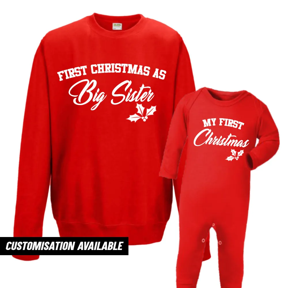 First Christmas As Sister Sweatshirt & Romper (MRK X) girls dresses outlet
