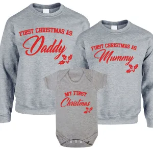 First Family Christmas Sweatshirt & Bodysuit Set Heather Grey (MRK X) nursing bras sale