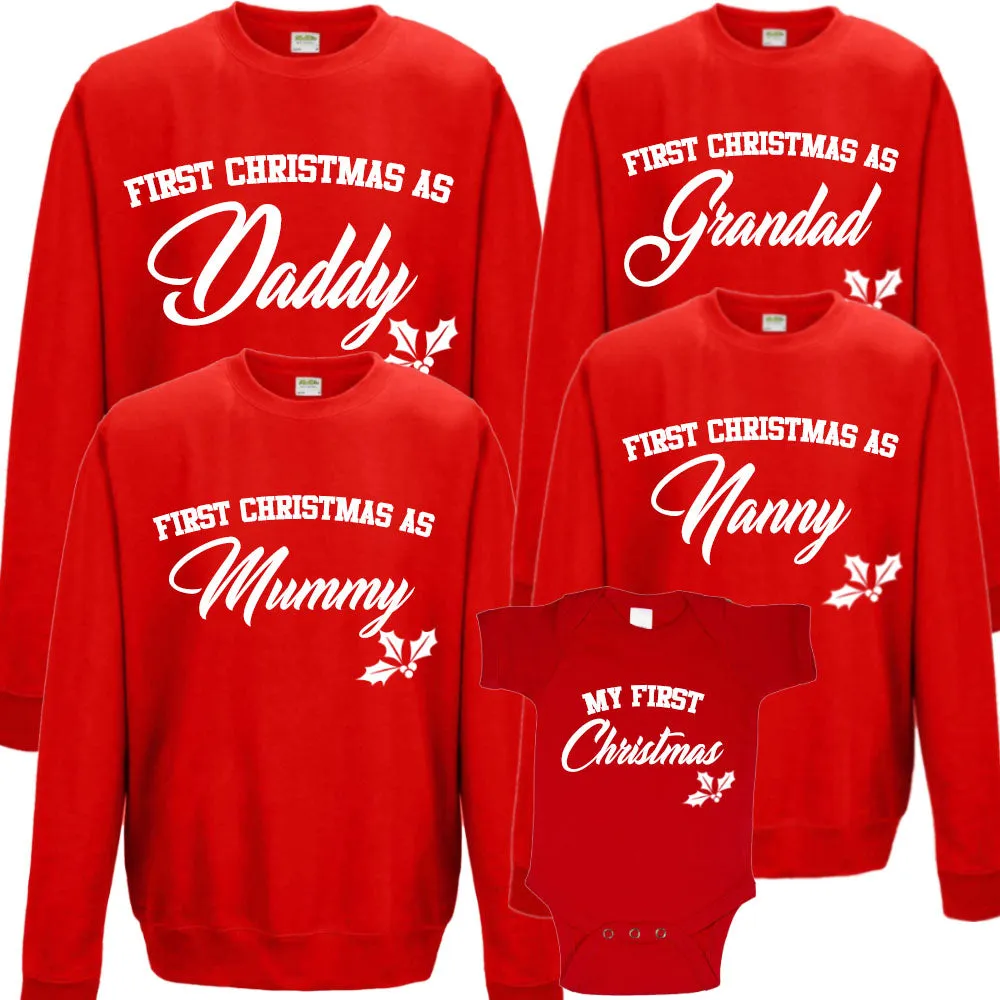 First Family Christmas Sweatshirt & Bodysuit Set (MRK X) Grandparent Clothing - senior fashion cheap