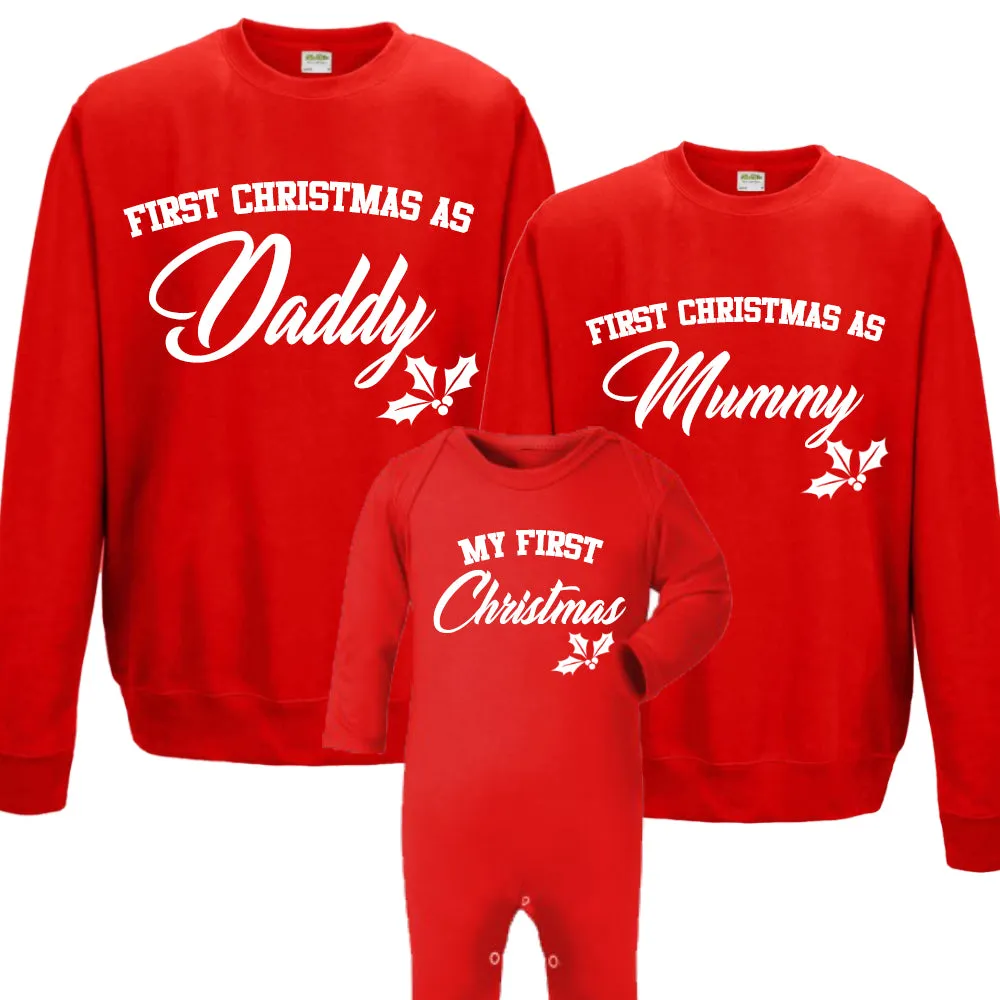 First Family Christmas Sweatshirt & Rompersuit Set