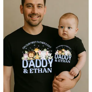 First Father's Day Animals Matching Tee & Vest Black dad hats promo code