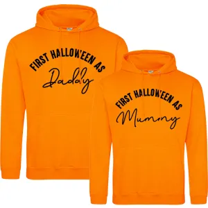 First Halloween As Mummy & Daddy Script Orange Hoodies (MRK X) mum jeans promo