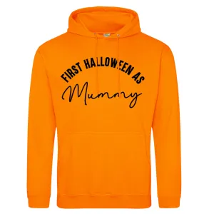 First Halloween As Mummy Script Orange Hoodie (MRK X) mum jeans promo