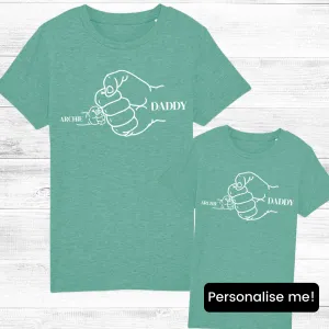 Fist Bump- Personalised Daddy & Kid Matching T-Shirts Heather Green dads clothes cheap