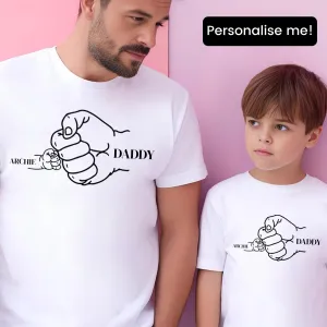 Fist Bump- Personalised Daddy & Kid Matching T-Shirts White mens dad clothes online