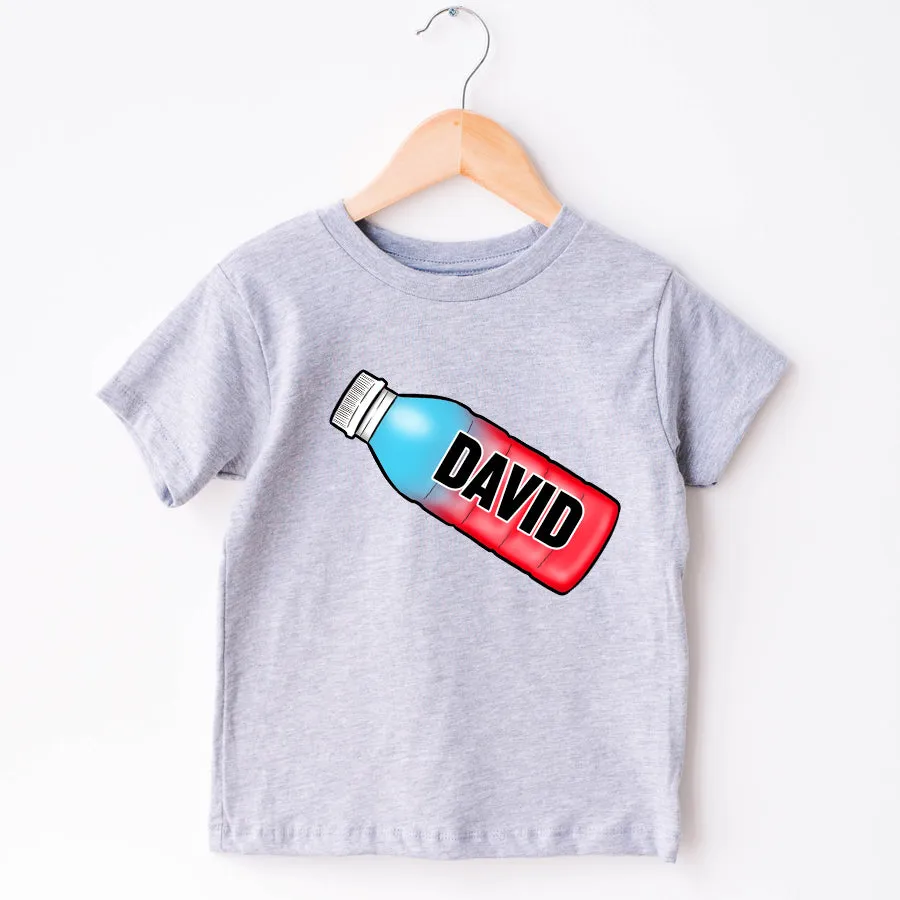 Fizz Hydrate Bottle Personalised Name Grey T-Shirt