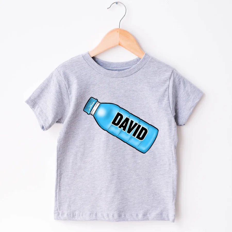 Fizz Hydrate Bottle Personalised Name Grey T-Shirt
