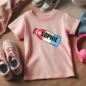 Fizz Hydrate Bottle Personalised Name Pink Kids T-Shirt girls pajamas promo