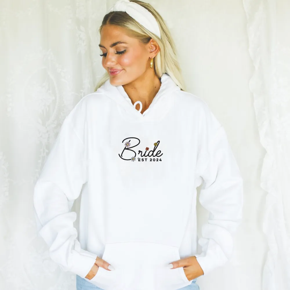Floral Bride Established Personalised Year White Hoodie nursing bras sale