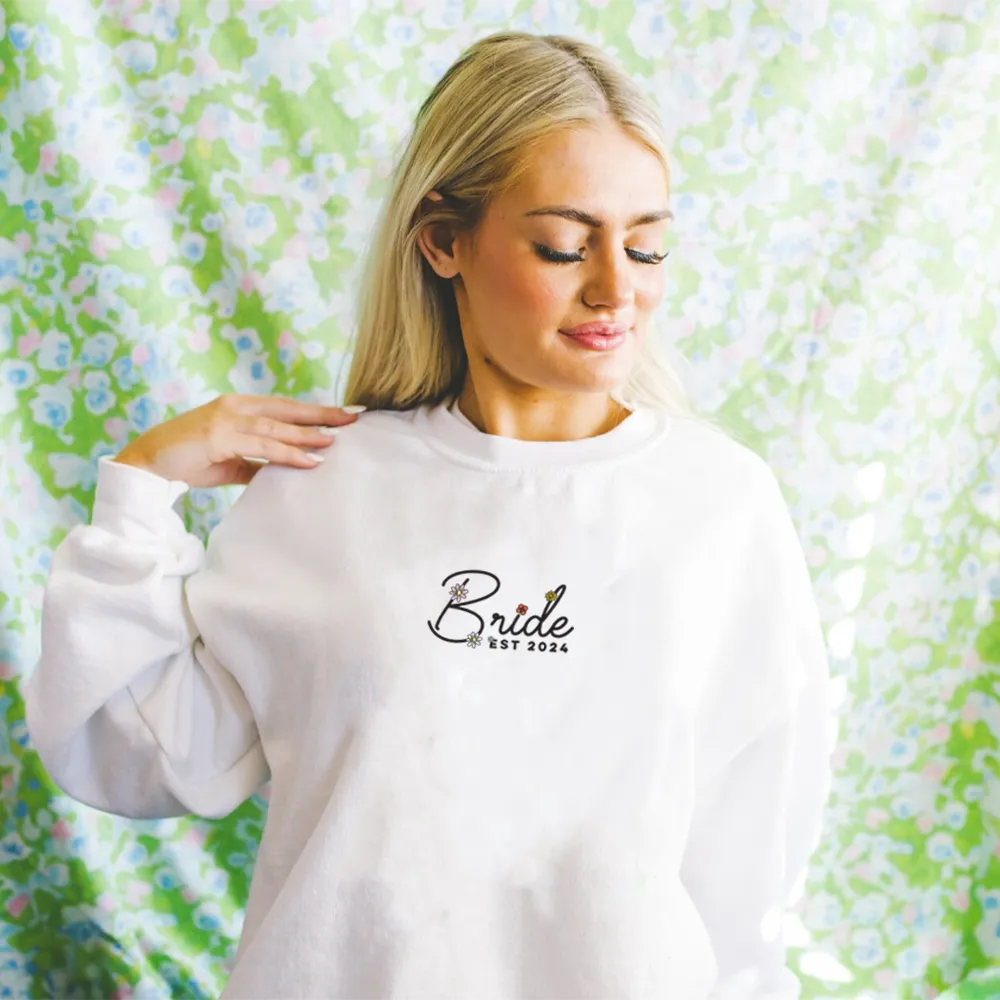 Floral Bride Established Personalised Year White Sweatshirt nursing bras sale