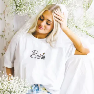 Floral Bride Established Personalised Year White T- Shirt nursing bras sale