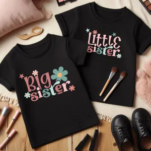 Flower Power Sister Matching Black T-Shirts girls dresses outlet