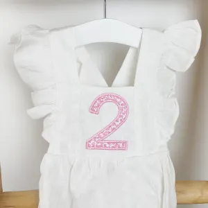 Fly Shoulder Embroidered Age Floral Patch Kids White Bodysuit girls clothes cheap
