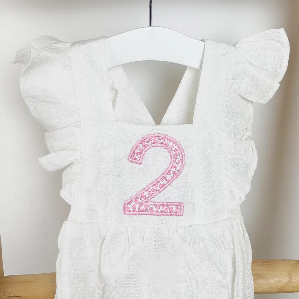 Fly Shoulder Embroidered Age Floral Patch Kids White Bodysuit girls clothes cheap