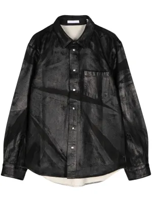 Foil-Print Denim Shirt Jacket winter jackets clearance