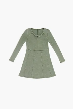 Forever 21 Girls Acid Wash Kleid (Kinder) Olive Forever 21