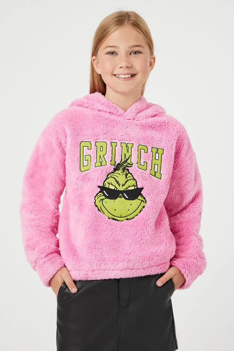 Forever 21 Mädchen Grinch Kunst-Shearling/Sherpa Kapuzenpullover (Kinder) Rosa/Mehrfarbig Forever 21