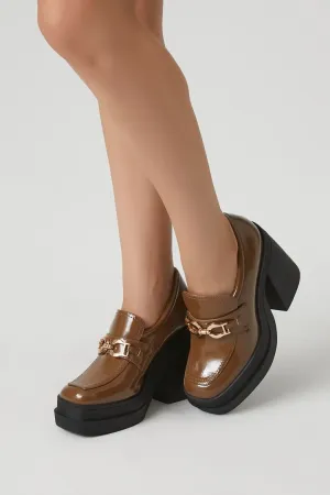 Forever 21 Damen Kettenplateau-Loafer mit Absatz in Braun Forever 21