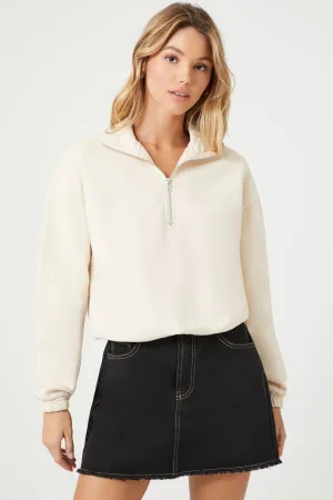 Forever 21 Damen Half-Zip Fleece Pullover Creme Forever 21