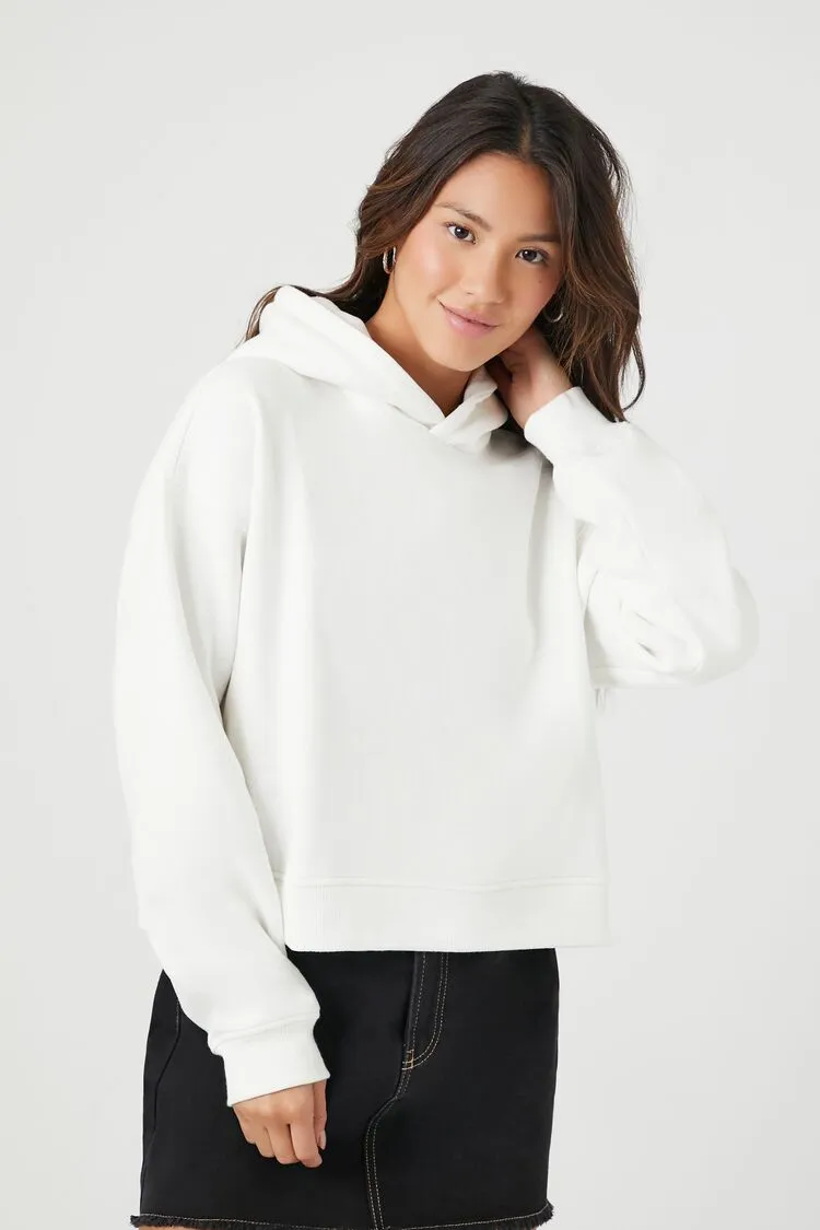 Forever 21 Damen Bio-Baumwolle Kapuzenpullover Weiß Forever 21