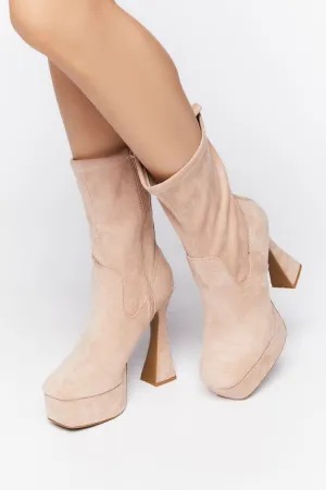 Forever 21 Damen Plateau-Absatz Stiefelette in Nude von Forever 21