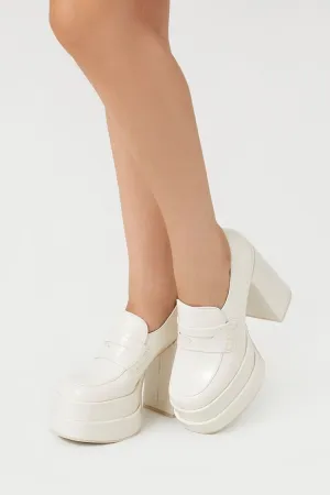 Forever 21 Damen Plateau-Penny-Loafer-Pumps in Creme von Forever 21