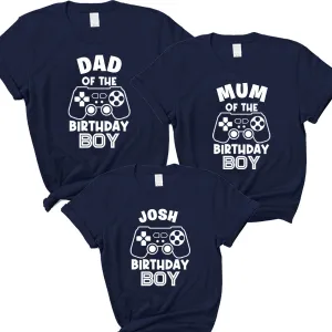 Gamer Birthday Boy Mum, Dad & Kid Matching Navy T-Shirts boys clothes cheap sale