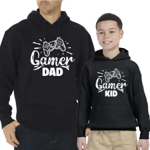 Gamer Dad & Gamer Kid Matching Black Hoodies dads clothes cheap