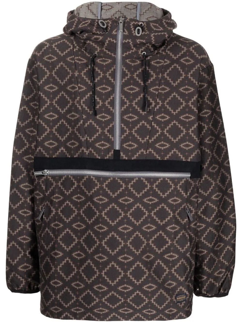 Geometric Pattern Half-Zipped Jacket winter jackets clearance