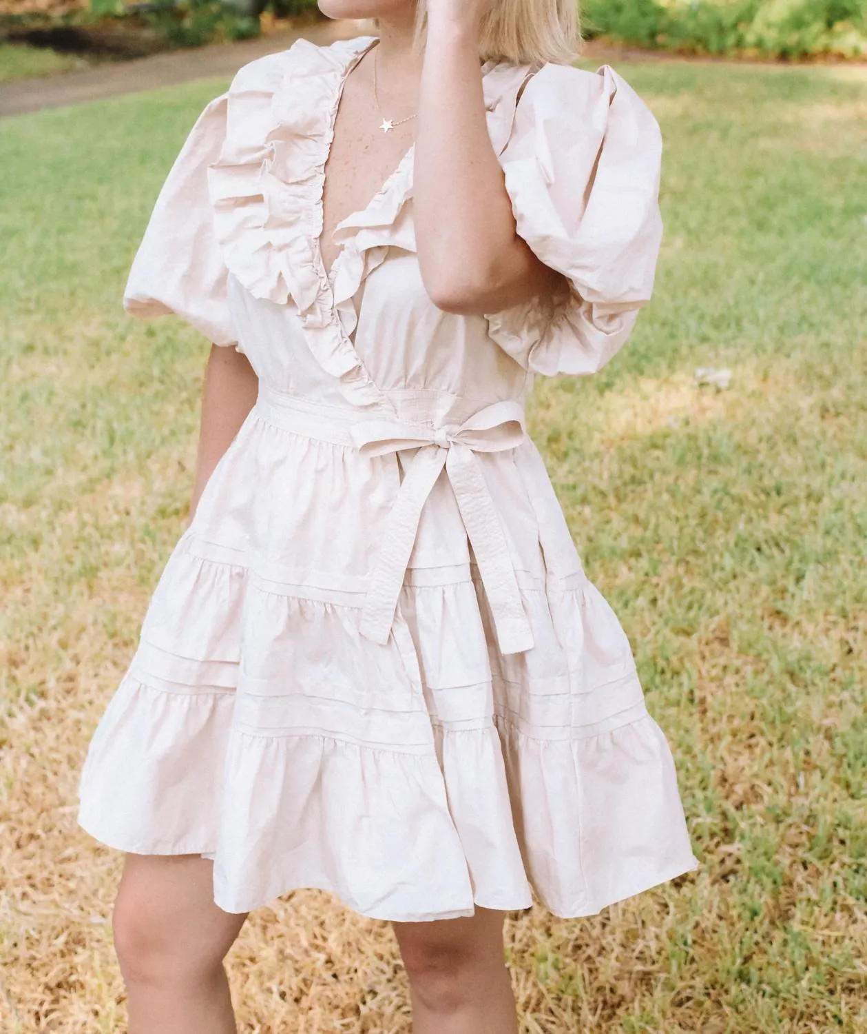 Gianna Mini Dress in Light Tan