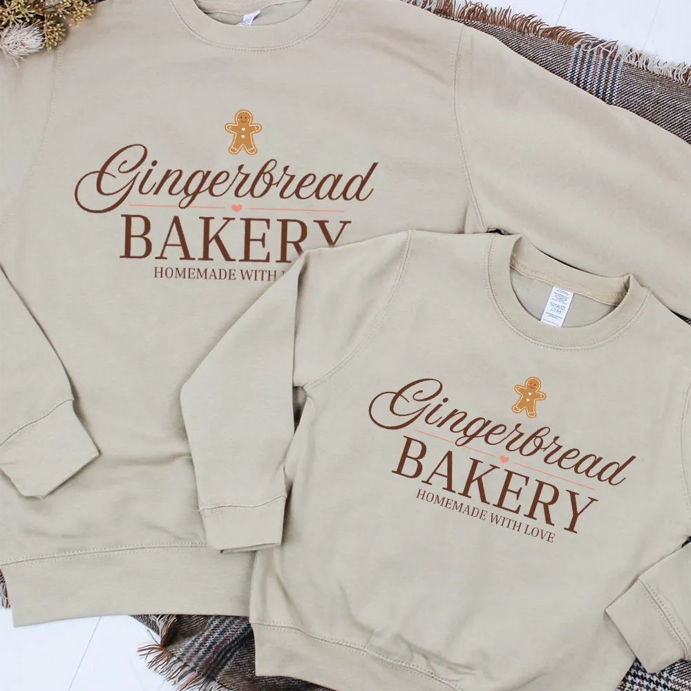 Gingerbread Bakery Matching Sand Sweatshirts maternity wear outlet