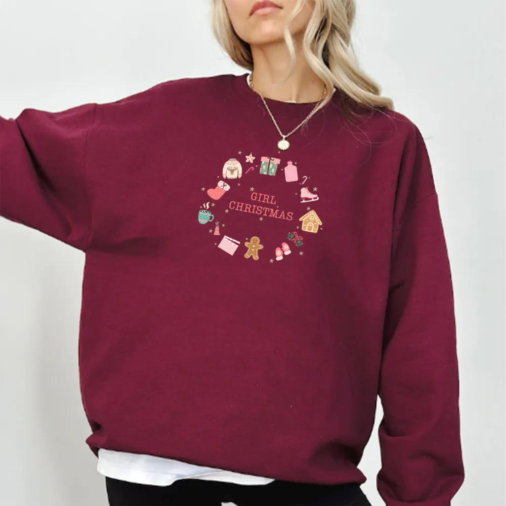 Girl Christmas Women's Christmas Sweatshirt mum jeans promo