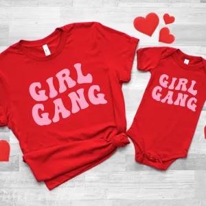 Girl Gang Retro Matching Red T-Shirts & Baby Vest maternity wear outlet
