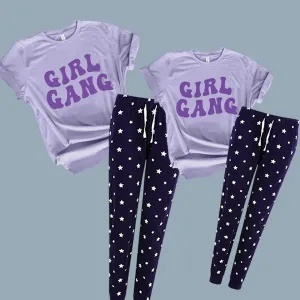 Girl Gang Retro Spring Matching Navy/Purple Star Pyjamas pregnancy clothes clearance