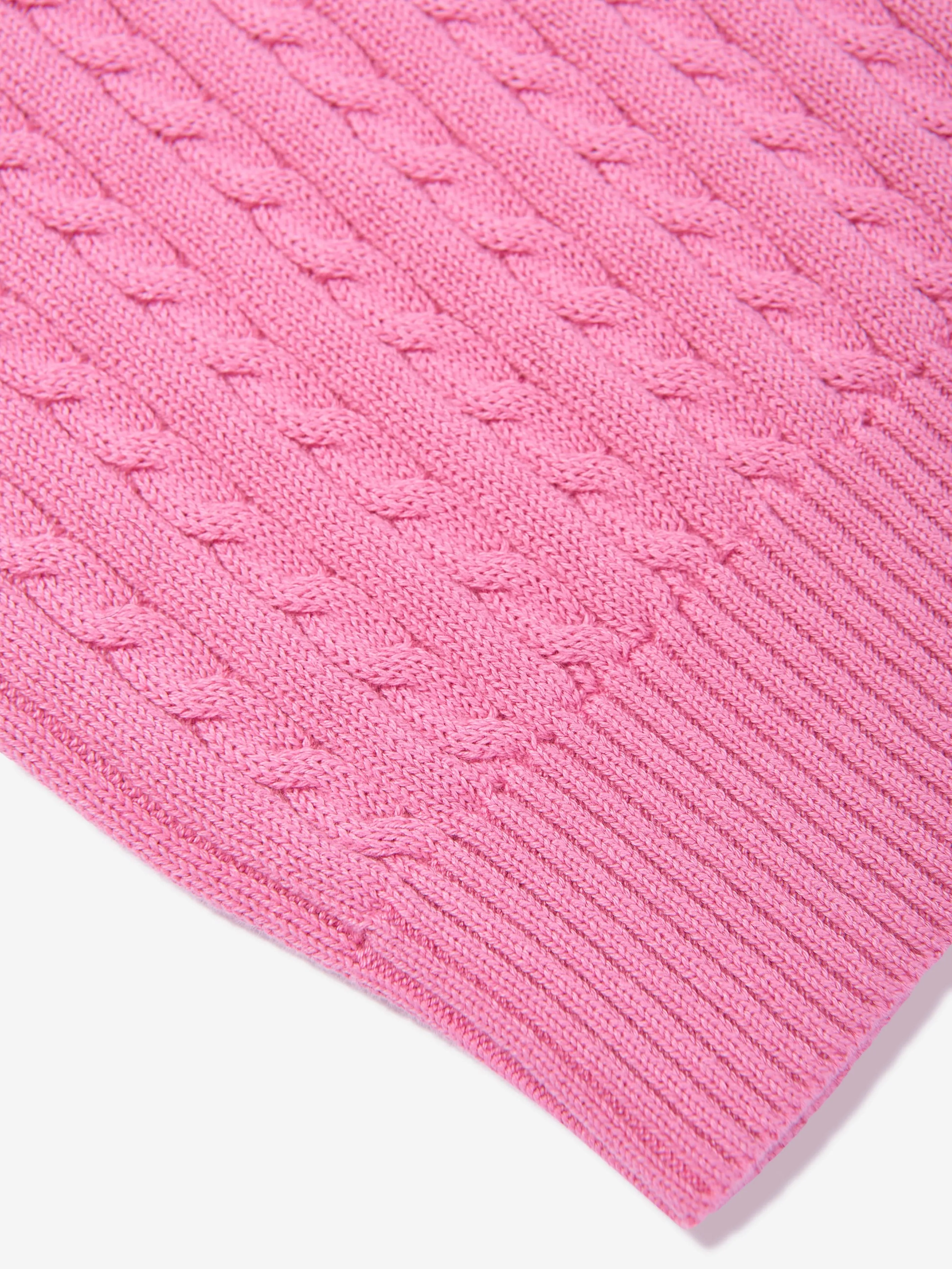 Mädchen Cable-Knit Polo-Pullover in Rosa